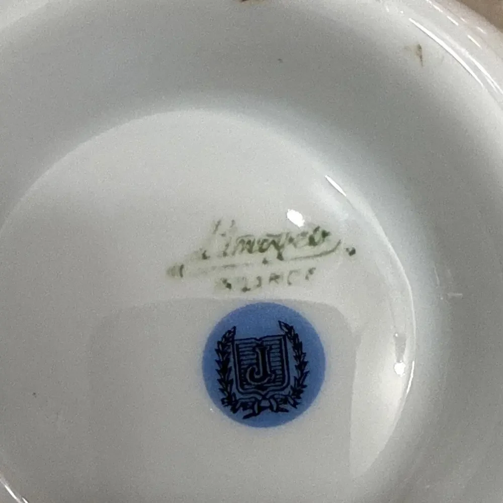 Vignaud Limoges France Hand Decorated Porcelain Planter Cachepot Violets